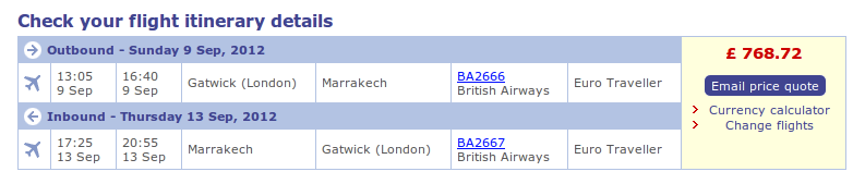 Importing flights from BritishAirways.com into a tour operator back-office reservations system